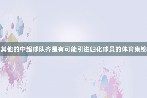 其他的中超球队齐是有可能引进归化球员的体育集锦